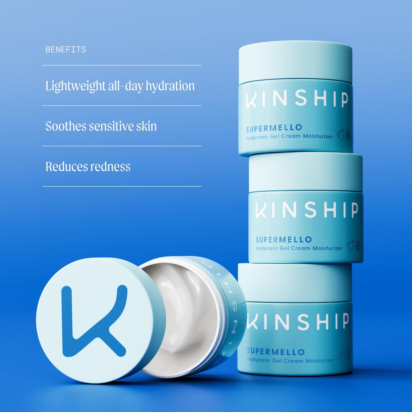 Kinship Self Reflect 100% Mineral SPF + Supermello Gel Cream Moisturizer Bundle | Probiotic Moisturizing Facial Sunscreen | Lightweight Hyaluronic Acid Face Lotion | Protect + Hydrate All Skin Types