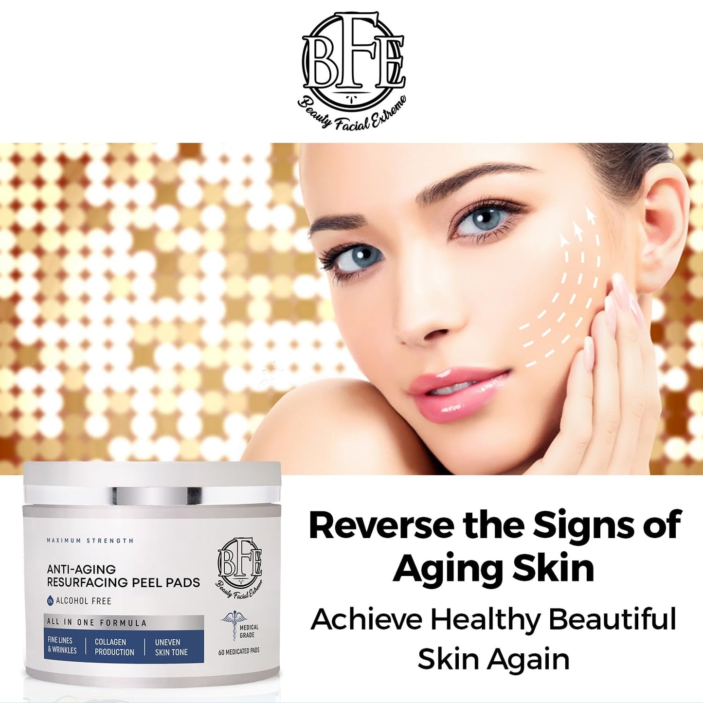 Anti Aging Resurfacing Exfoliating Peel Pads Treatment- Contains Lactic, Salicylic, & Glycolic for Face & Body. Repairs Fine Lines, Wrinkles, Dark Spots, Pores, Acne Scars & Uneven Skin Tone.