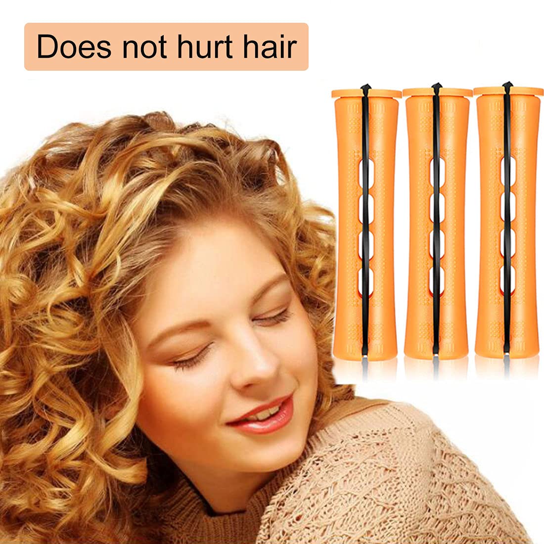 60pcs Perm Rods Set for Natural Hair Plastic Cold Wave Rod Non-Slip Hair Rollers 0.87 Inch Orange Perm Rods for Long Short Hair Curling Rods Hair Perms for Women Hair Curlers DIY Hairdressing Tools