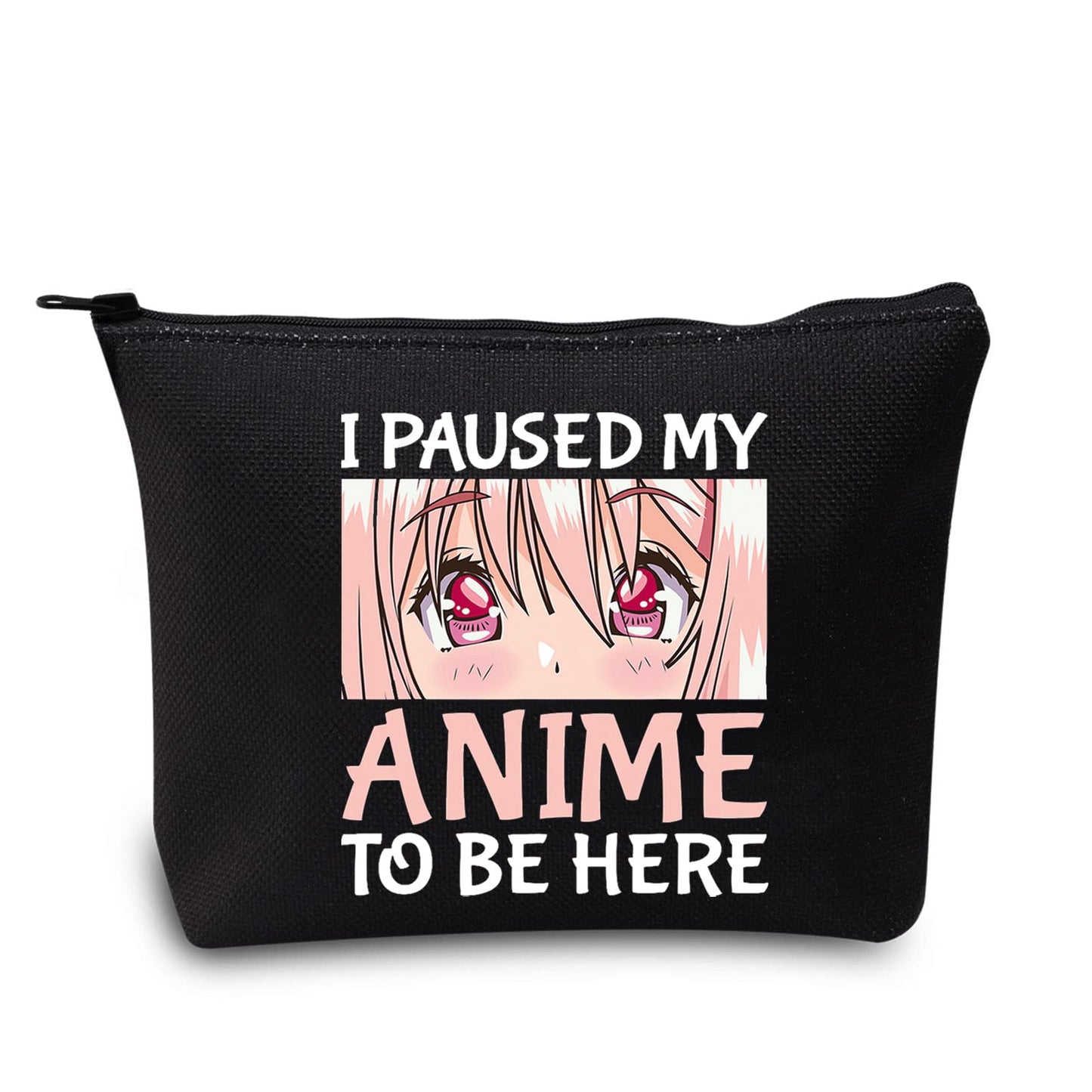 LEVLO Anime Girl Cosmetic Bag Amine Spice Girl Inspired Gift I Paused My Anime To Be Here Makeup Zipper Pouch Bag Anime Cosplay Merchandise (My Anime Black)