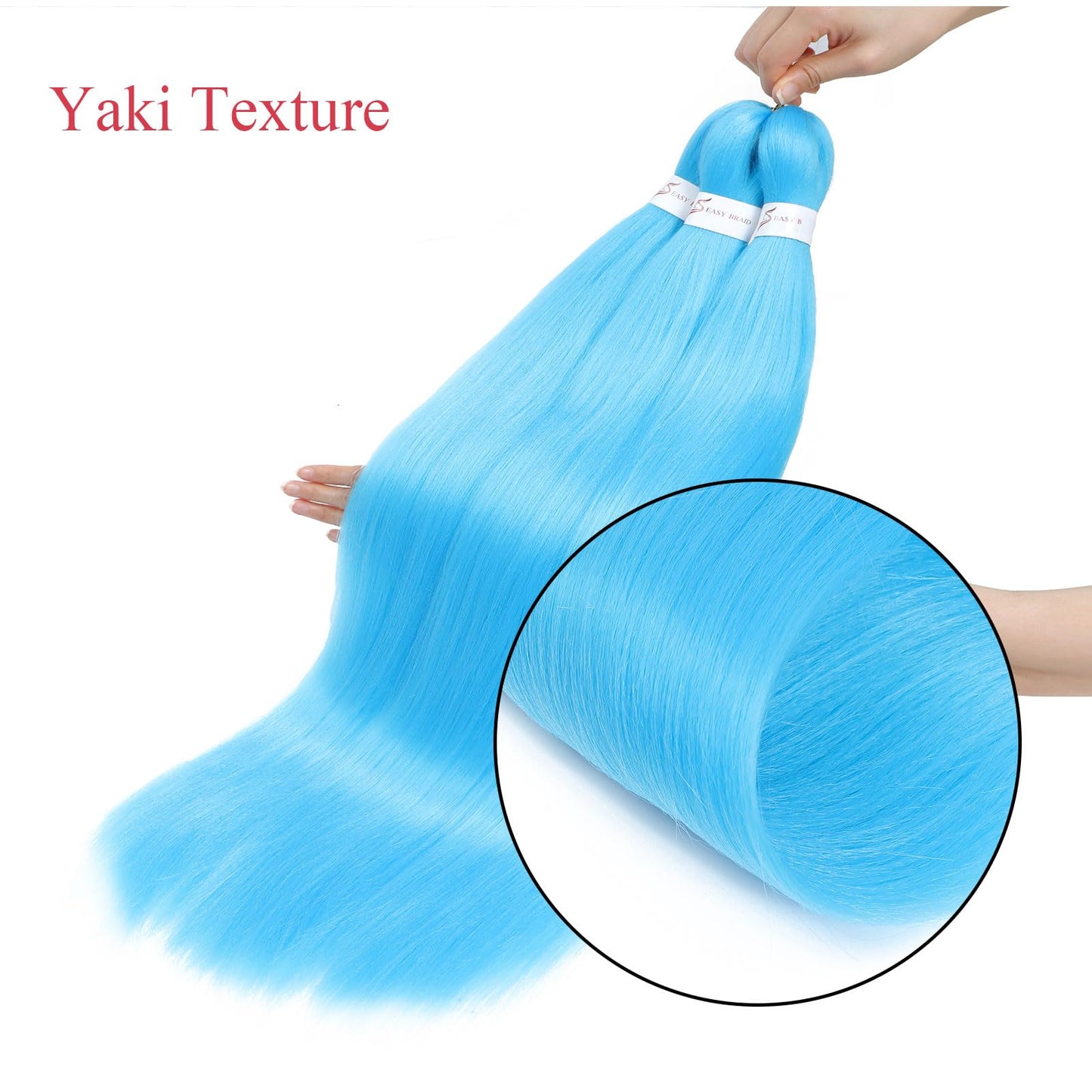 Braiding Hair Pre Stretched - 26 Inch Pre Stretched Braiding Hair Sky Blue Braiding Hair Soft Yaki Texture 3 Packs Crochet Hair Extensions Braids for Black Women (26 Inch(3Packs), Sky Blue)