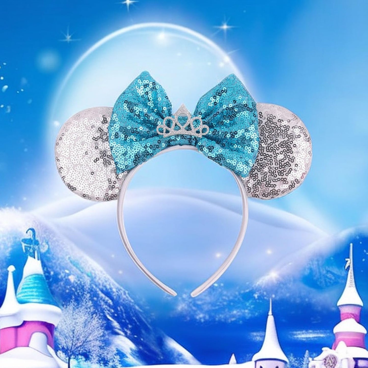 JOYFISCO Mouse Ears Headbands Shiny Bow Mouse Ears Headband Glitter Party Princess Decoration Cosplay Costume for Women Girls