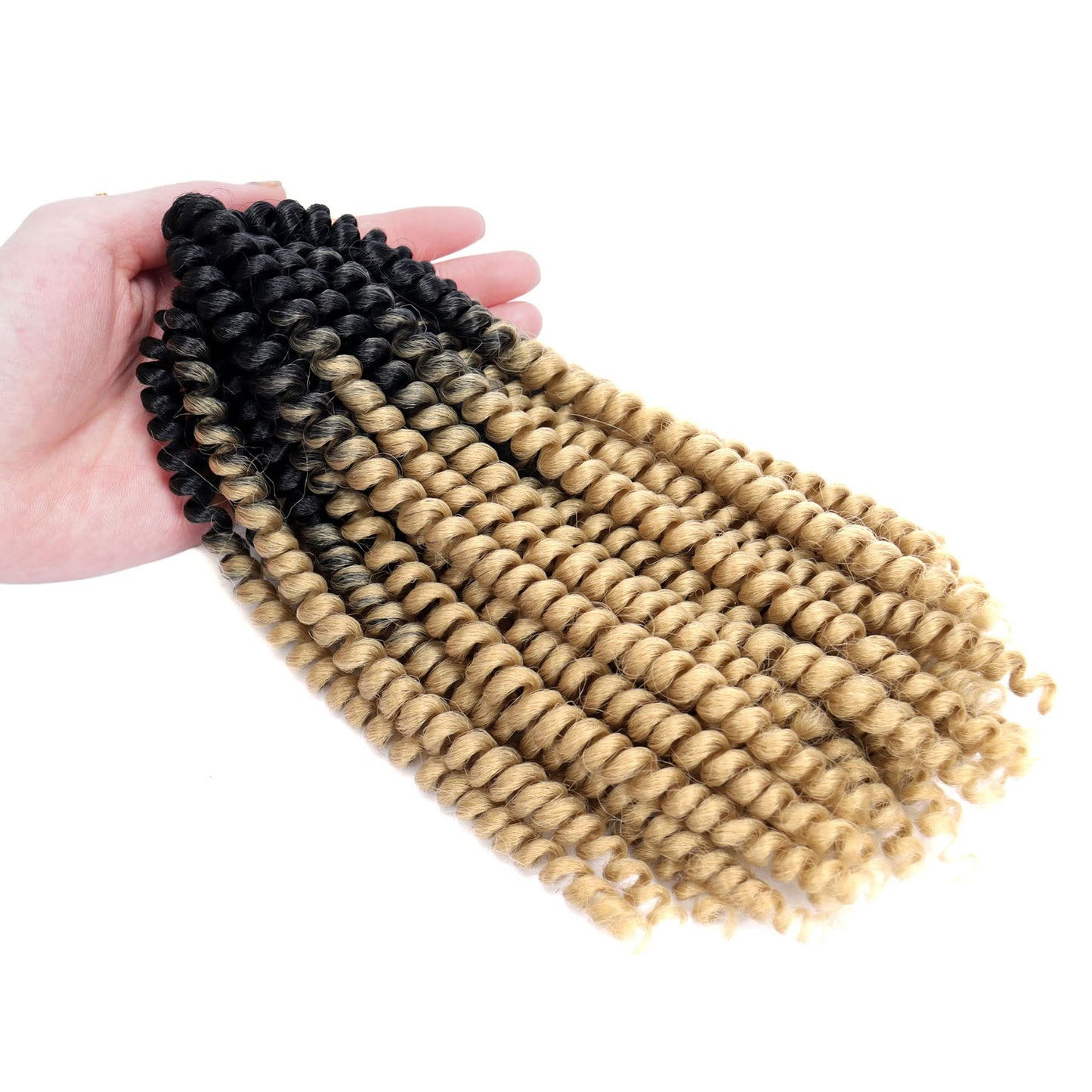 6 Packs Spring Twist Hair Blonde 8 Inch Spring Twist Crochet Hair Fluffy Spring Twist Synthetic Fiber Bomb Twist Crochet Braids Low Temperature Twist Crochet Hair for Black Women(OT27)