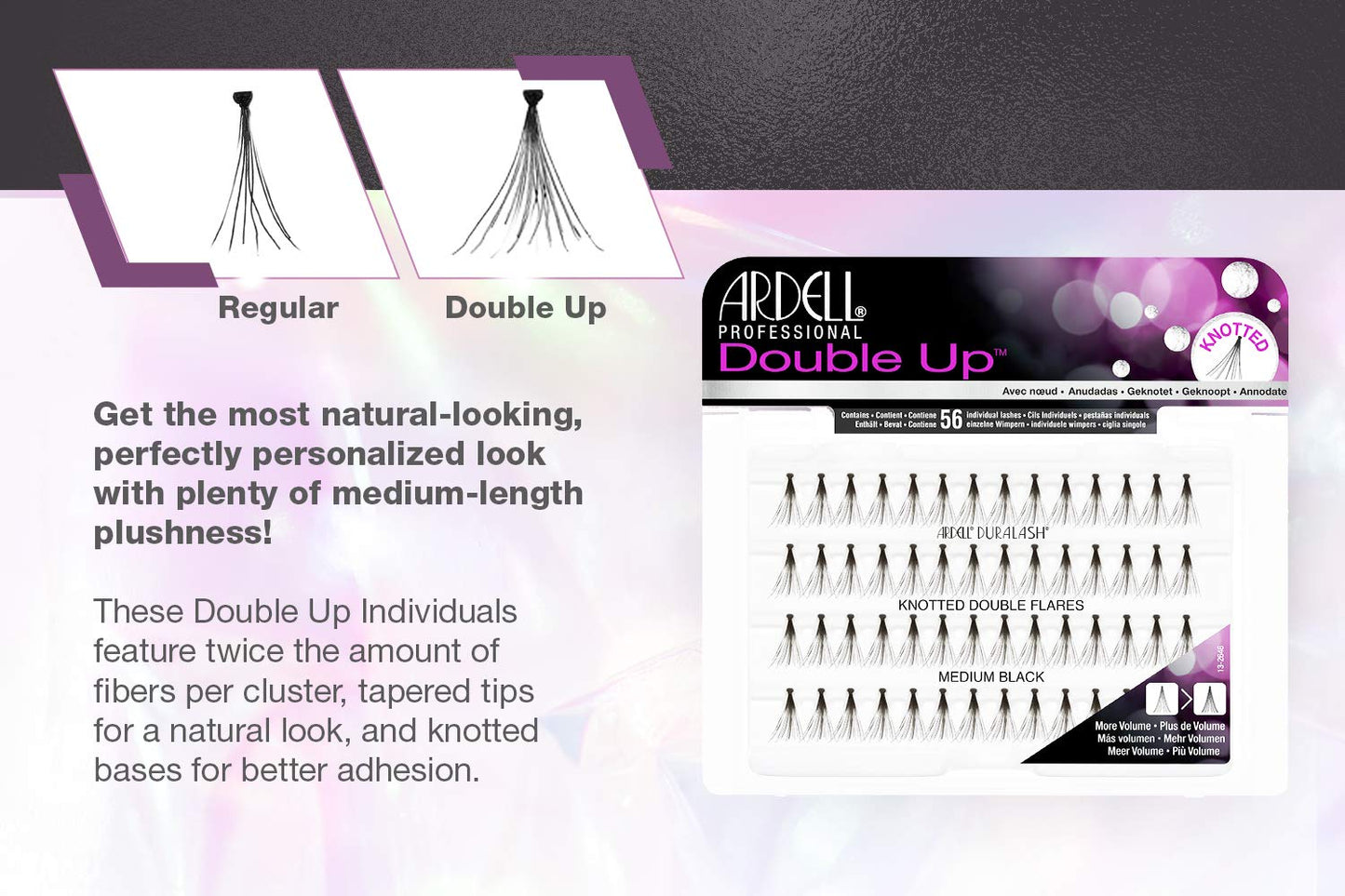 Ardell False Eyelashes Double Up Individuals Knotted Medium Black 4 Pack