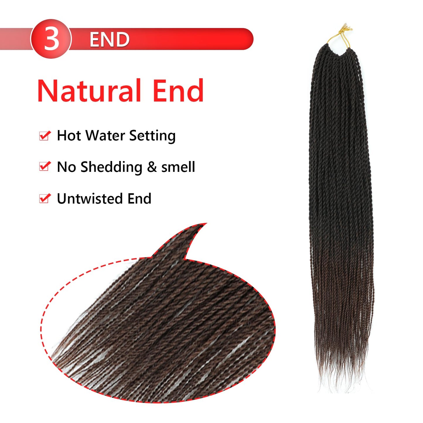 Senegalese Twist Crochet Hair For Black Women 22 Inch 7 Packs Crochet Senegalese Twists Crochet Twists Pre Looped Small Crochet Braids Hair 30Stands/Pack Hot Water Setting(22 Inch, T1B/30)