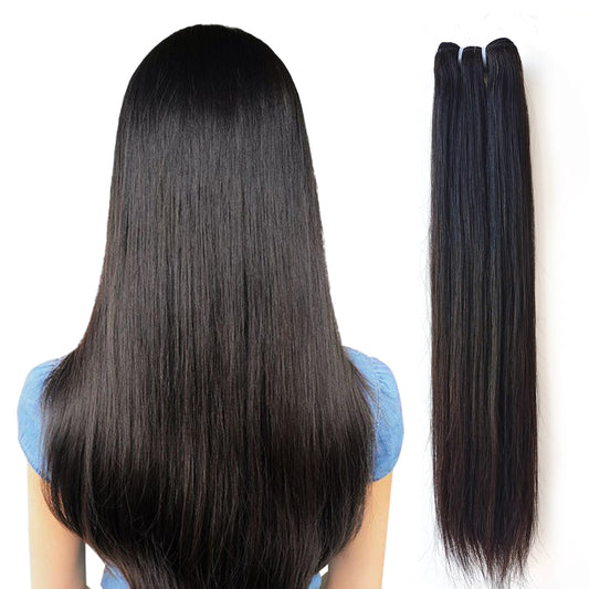 BALORIECA 16A Cambodian Raw Straight Human Hair Bundles - 100% Real Virgin Unprocessed, Cuticle Aligned Weave, Tangle-Free with Thick Ends, 100g per Bundle Natural Color(22 Inch Single Bundle)