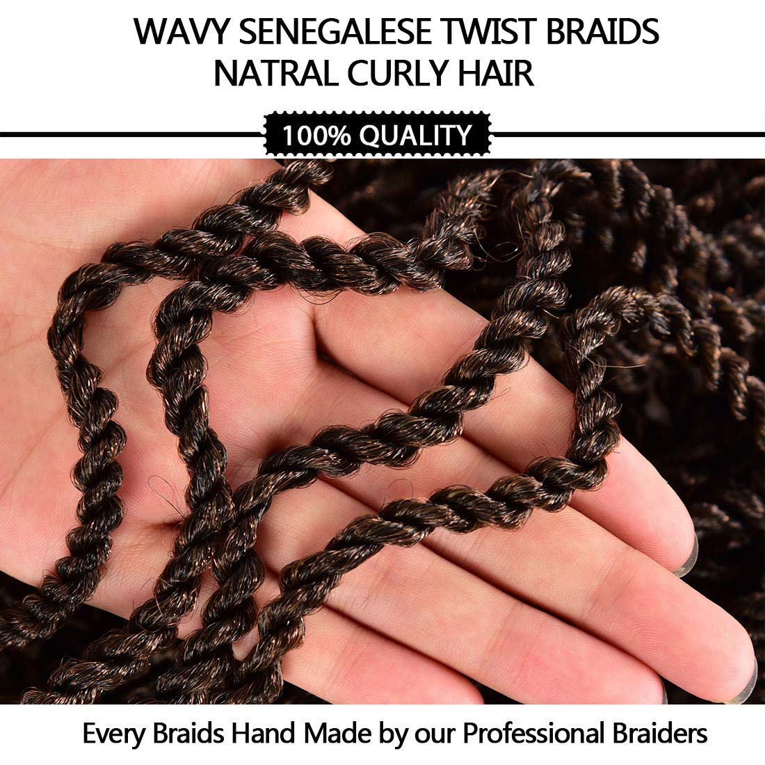 Wavy Senegalese Twist Crochet Hair Braids 18 inch 5 Packs Curly Twist Crochet Hair Braids Wavy Ends Synthetic Hair Extensions For Black Women (1B/30)