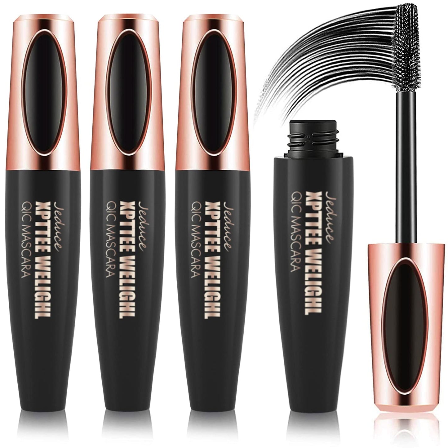 4D Silk Fiber Lash Mascara Extension Voluminous Fiber Mascara Waterproof & Smudge-Proof Mascara Long-Lasting No Flaking Natural No Clumping,All Day Exquisitely Full(3 Packs)