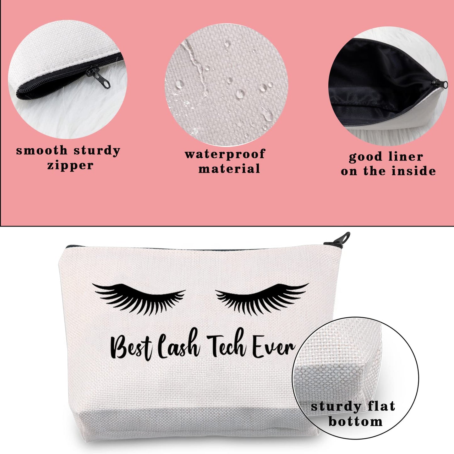 JNIAP Lash Tech Gift For Women Lash Artist Eyelash Cosmetic Bag Estheticians Beautician Graduation Gift Lash Technician Travel Makeup Bag Appreciation Birthday Gifts For Lash Tech Zipper Pouch