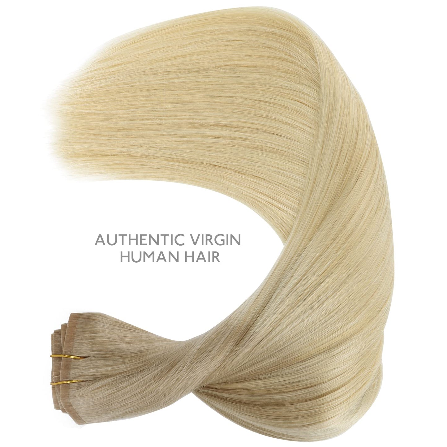 WENNALIFE Seamless Clip In Hair Extensions, 14 Inch 7pcs 130g Ombre Ash Blonde to Golden Blonde Balayage Platinum Blonde Hair Extensions Clip In Invisible PU Weft Real Human Hair Extensions Clip In