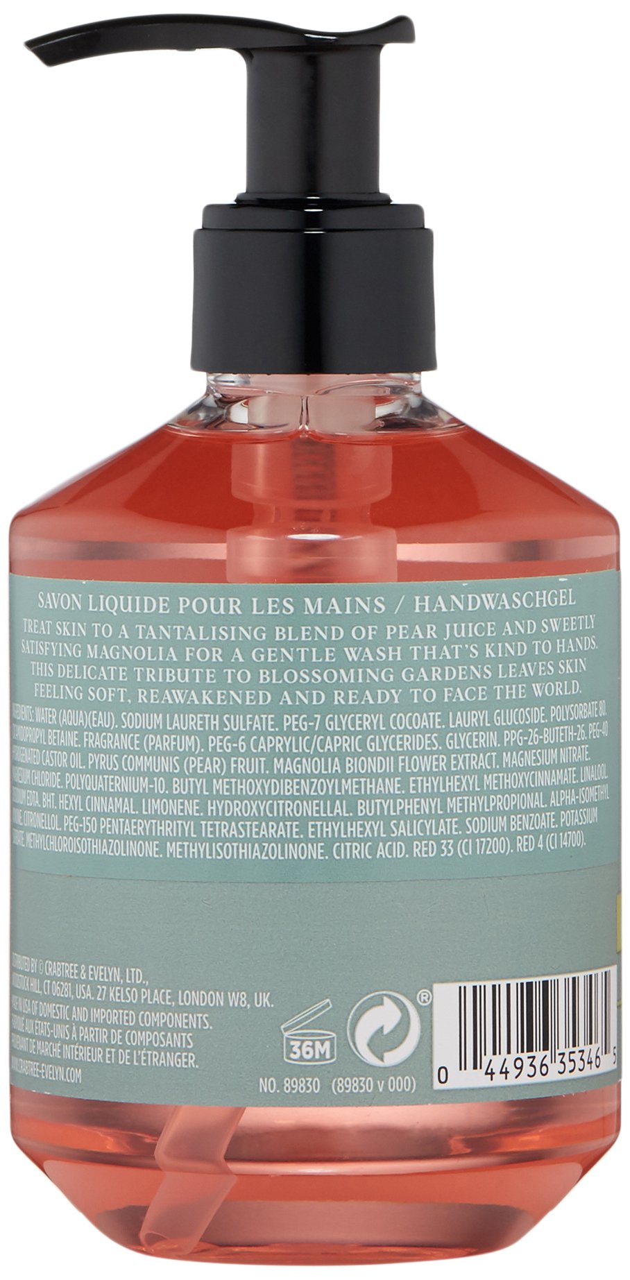 Crabtree & Evelyn Pear & Pink Magnolia Hand Wash, 8.5 Fl Oz