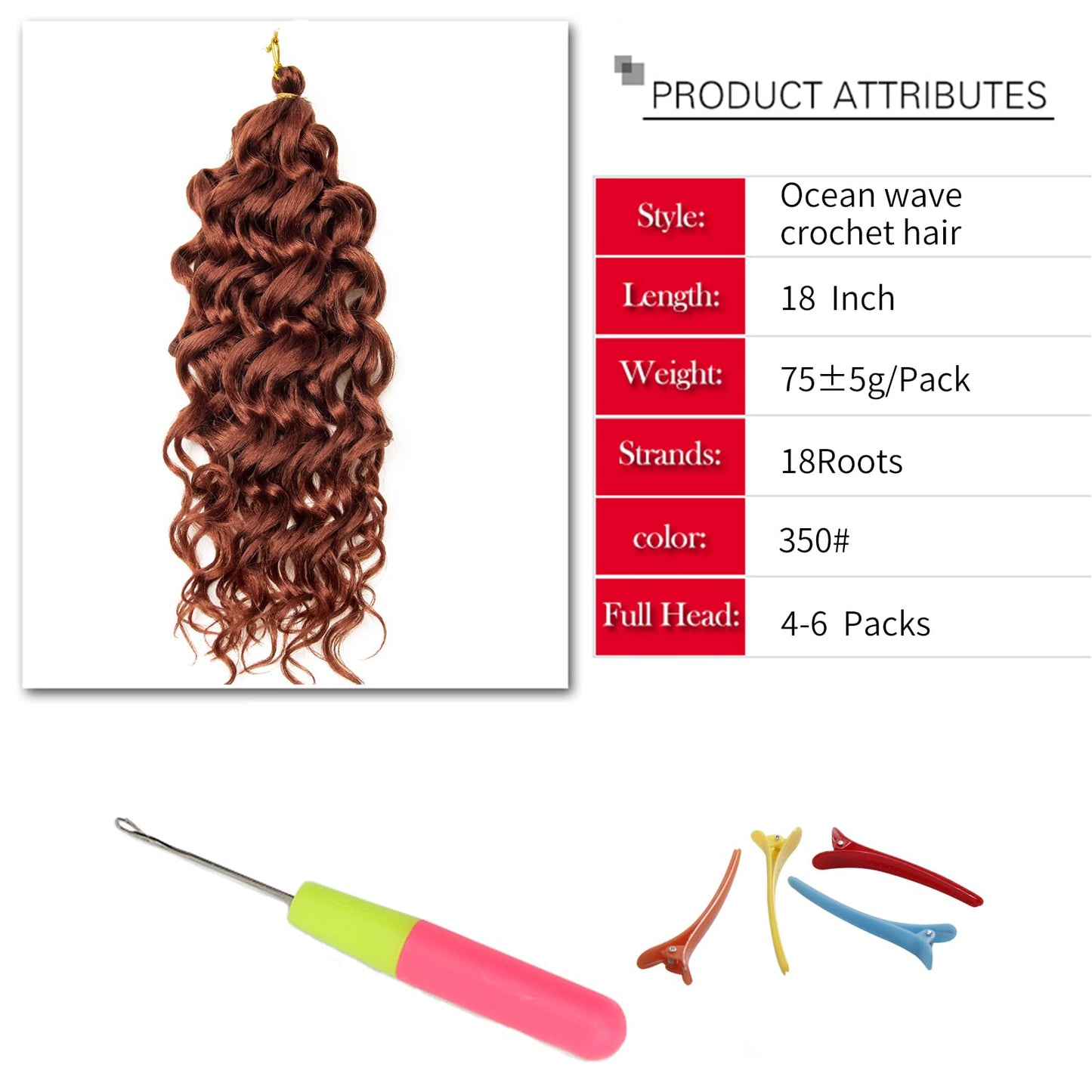 Curly Crochet Hair For Black Women Ocean Wave Crochet Hair Hawaii Deep Wave Braiding Hair Synthetic Bohemian Crochet Braid Water Wave Crochet hair Extensions(Pack of 2, 350#)