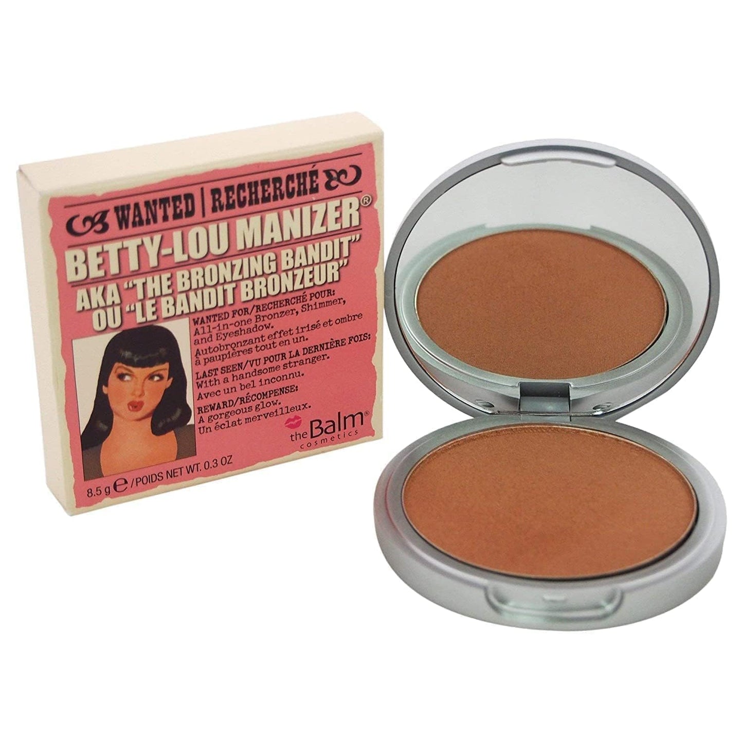 theBalm, Manizer Beauty Kit, Translucent Pressed Matte Shimmer Mary Skincare Cheeks Face Powder Lightweight Palette Makeup for Women - Betty Lou