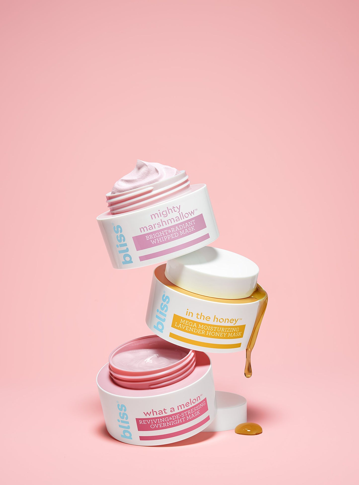 Bliss De-stress & Hydrating Mask Duo: Mighty Marshmallow Bright & Radiant Whipped mask and What a Melon Overnight Face Mask- All Skin Types- Vegan & Cruelty Free