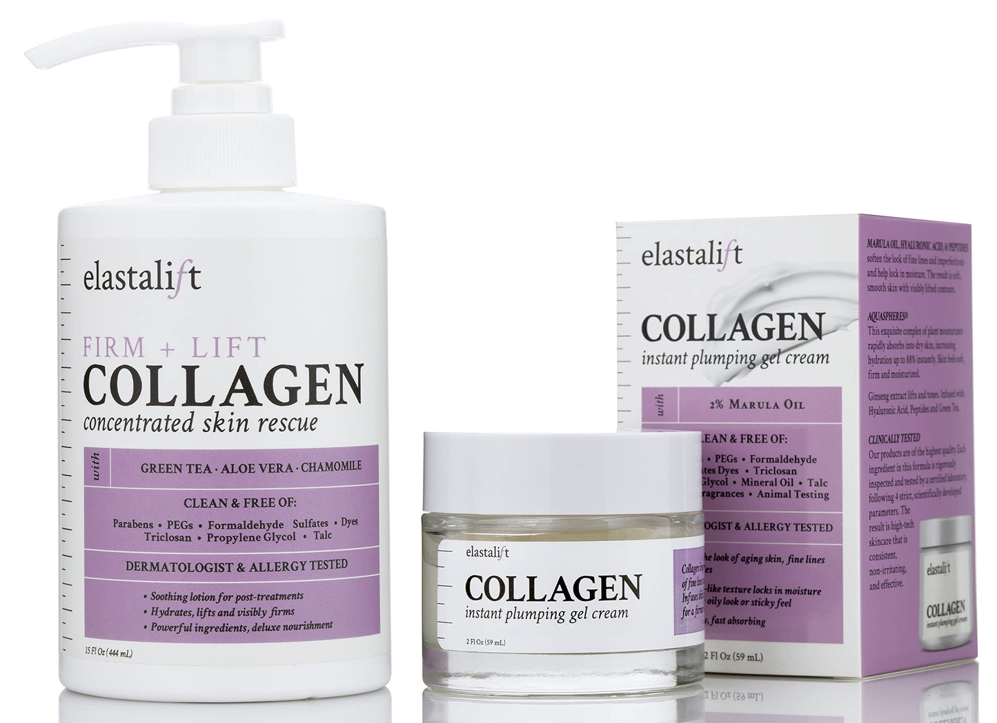 Elastalift Collagen Face Lotion + Collagen Body Cream Multi Lift Moisturizer 2PC Skin Care Set, Anti Aging Collagen Plumps, Firms, & Smooths Fine Lines, Sagging Skin & Wrinkles, 2-PC Set