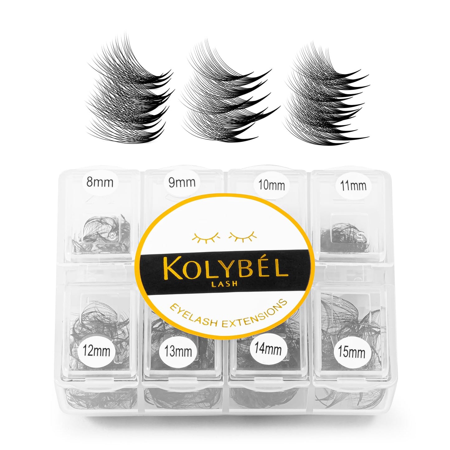 Premade Fans Eyelash Extensions 600 Fans 14D Handmade Volume Lashes Extensions 0.03mm Thickness 8-15mm D Curl Premade Volume Eyelash Extension Middle Stem Promade Lashes(600Fans-14D-0.03D,8-15mm)