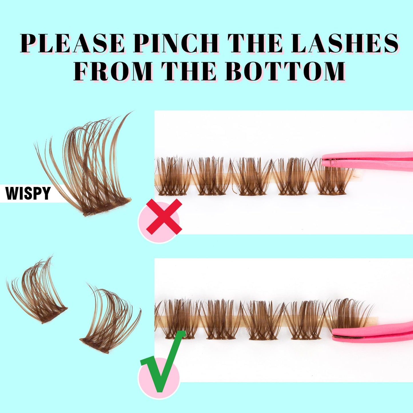 VAVALASH Brown Wispy DIY Lash Extensions Color Volume Cluster Lashes D Curl Lash Clusters Faux Mink Slik Wispy False Lashes Easy Lash Extension DIY at Home (Wispy-Brown-0.07-D-8-16mm)