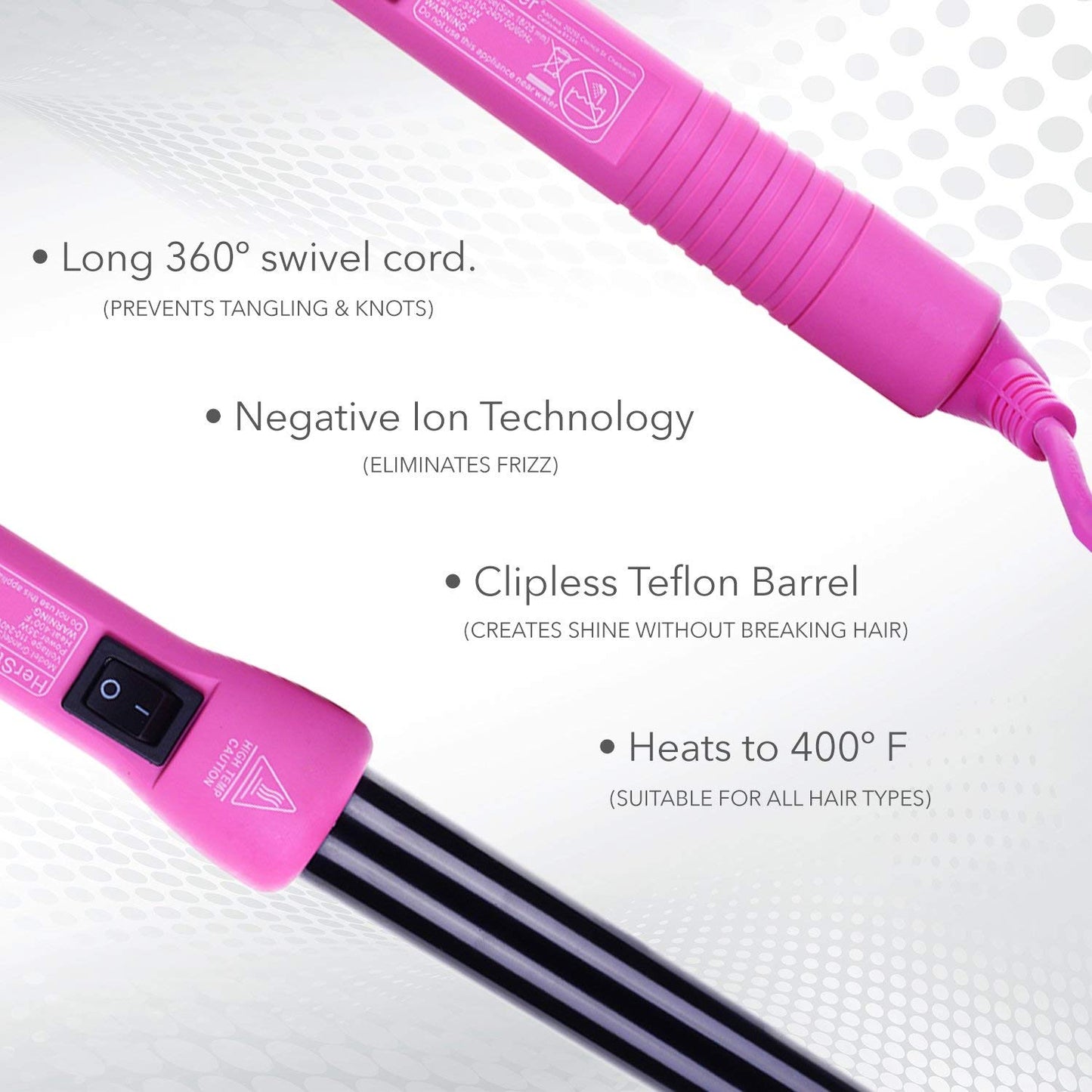 2 Pack Herstyler Colorful Seasons Ceramic Flat Iron (Pink) and Grande Curling Wand (Pink)