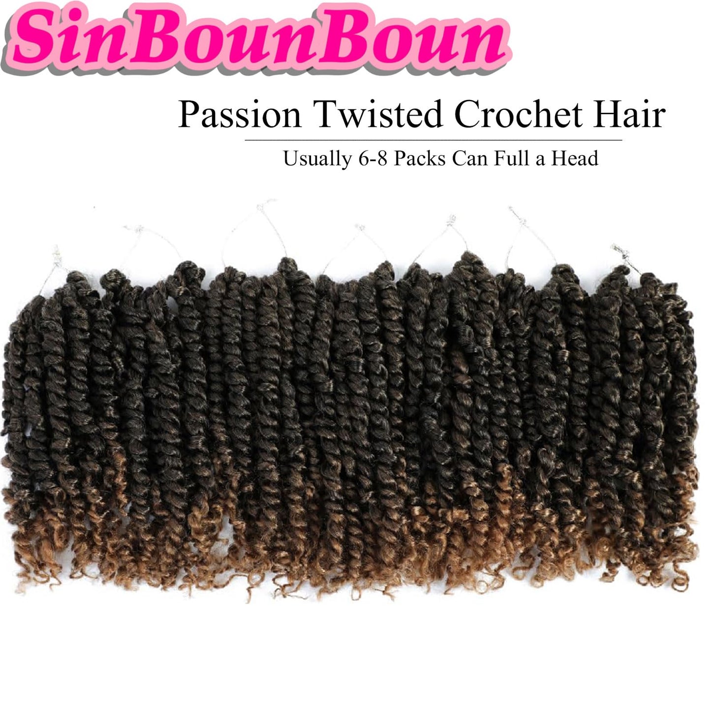 Passion Twist Crochet Hair 8 Packs 12 inch Pre-twisted Short Bohemian Braids Synthetic Pre Looped Passion Twist Hair Extensions (12" T27, 8P)