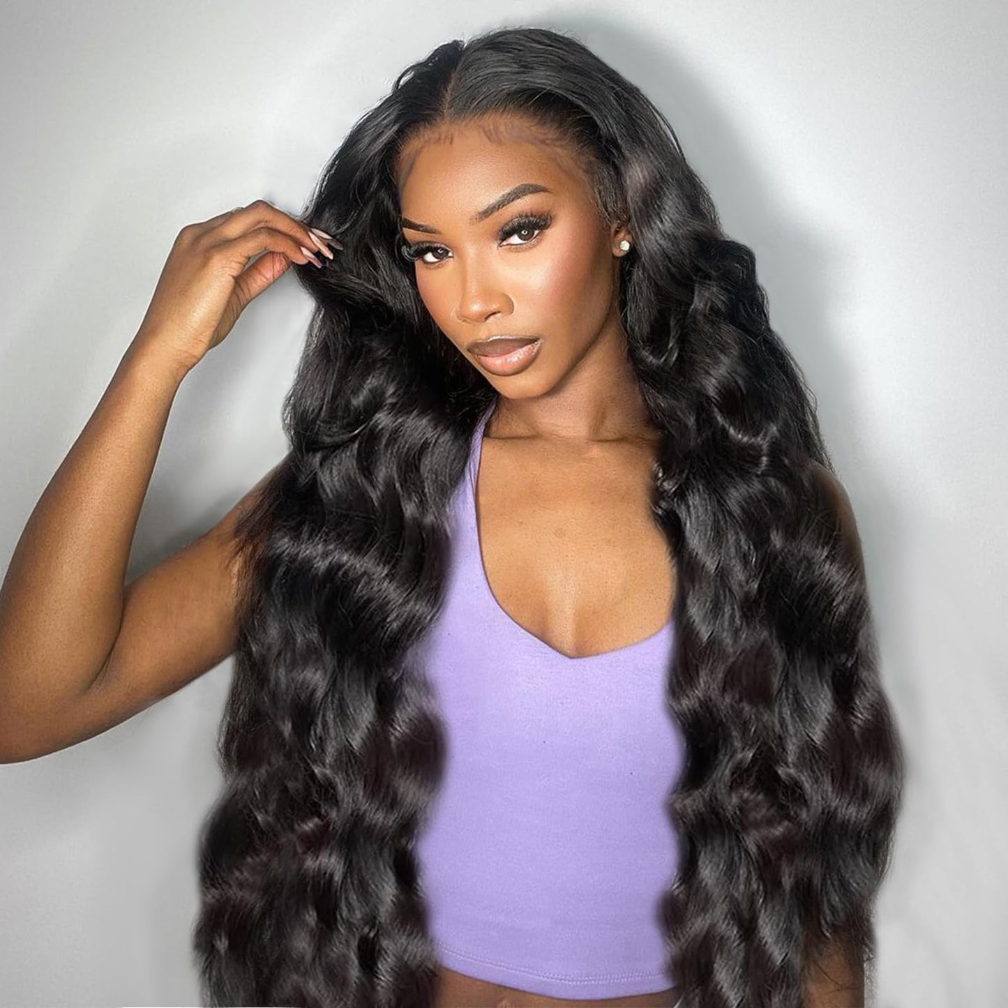 urno ble 13x4 Body Wave Lace Front Wigs Human Hair Pre Plucked with Baby Hair 180% Density 13x4 HD Transparent Lace Front Wigs for Black Women Natural Black Wigs(24inch)