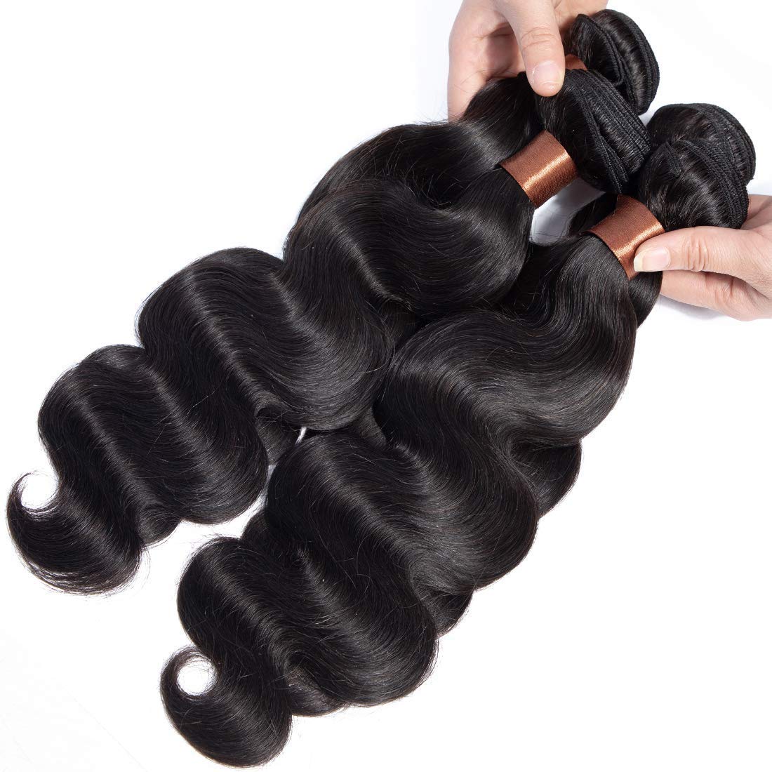 BLACKMOON HAIR Body Wave Human Hair 3 Bundles 14 16 18Inch Bundles Human Hair 100% Unprocessed Brazilian Virgin Human Hair Weave Bundles Body Wave Hair Extensions Natural Color Can Be Dyed