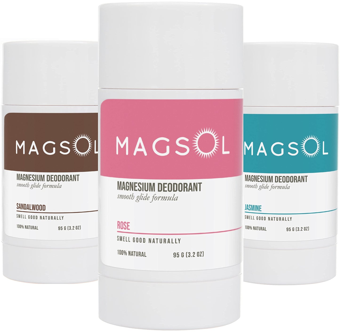 MAGSOL Natural Deodorant for Men & Women - Mens Deodorant with Magnesium - Perfect for Ultra Sensitive Skin, Aluminum Free Deodorant for Women, Baking Soda Free 3 Pack