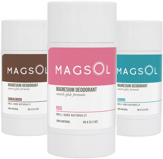 MAGSOL Natural Deodorant for Men & Women - Mens Deodorant with Magnesium - Perfect for Ultra Sensitive Skin, Aluminum Free Deodorant for Women, Baking Soda Free 3 Pack