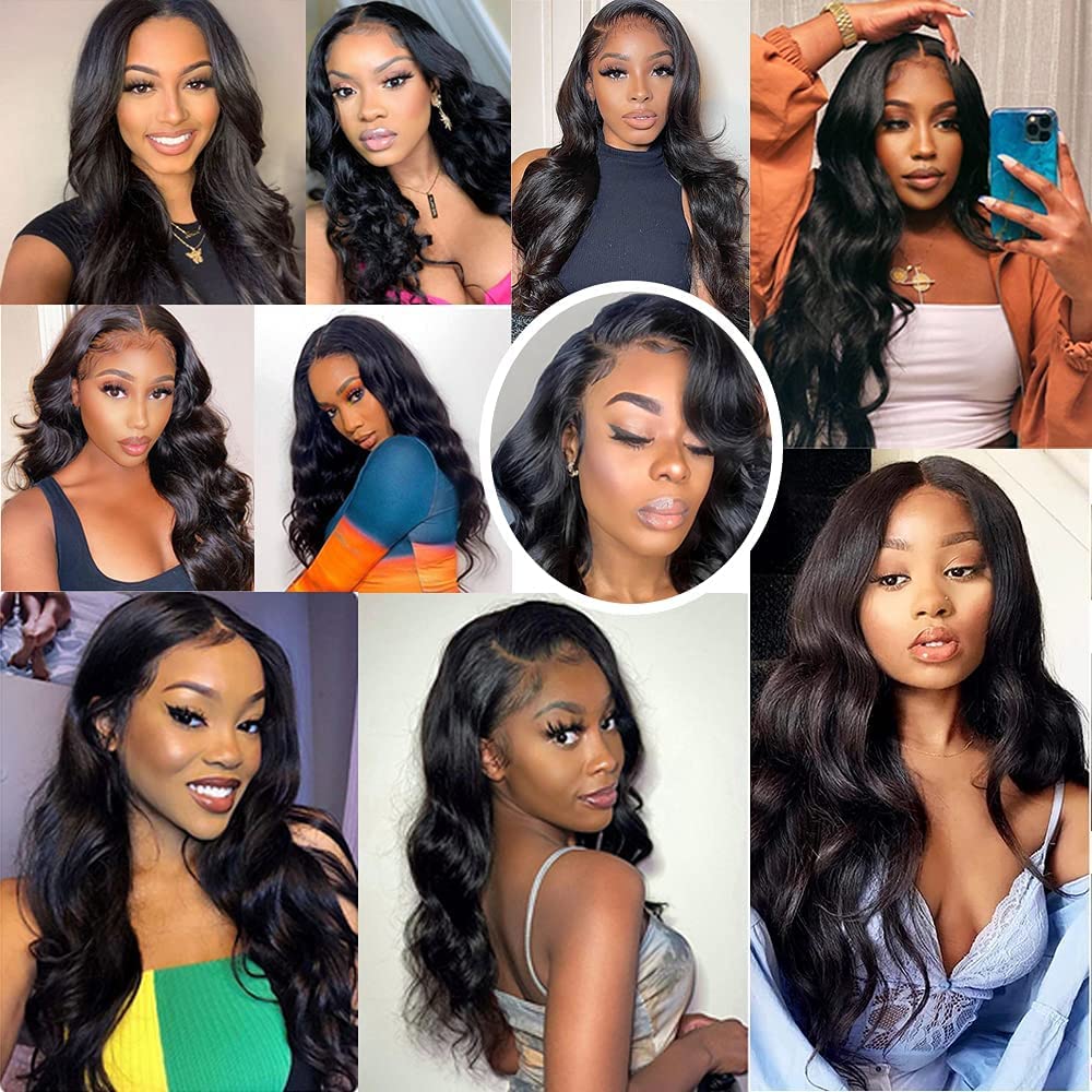 12A Brazilian Body Wave Bundles Human Hair 3 Bundles 100% Unprocessed Virgin Body Wave Human Hair Weave Bundles Natural Black (22 24 24inch)