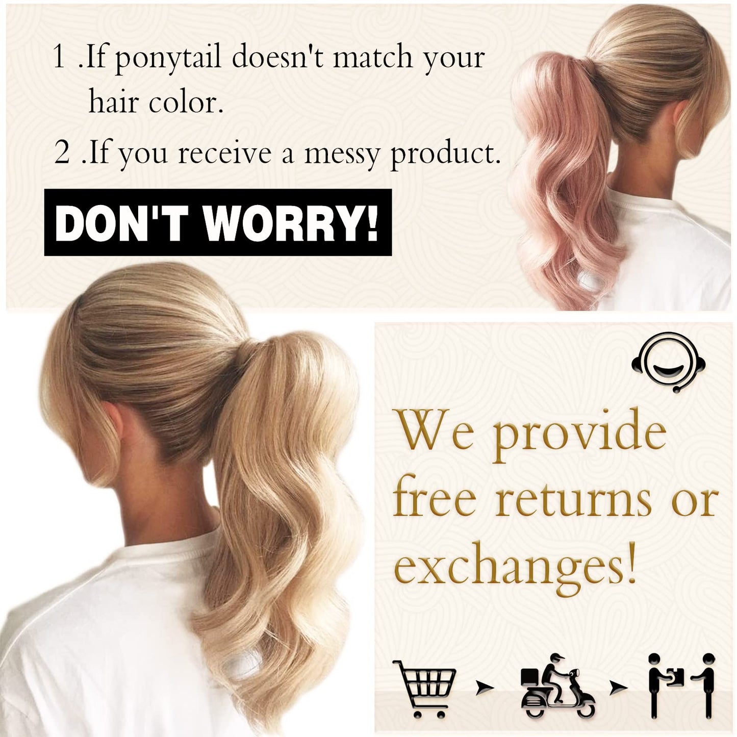 26 Inch Hair Extensions Ponytail Heat Resistant Synthetic Clip in Ponytail Hair Extensions Wavy Wrap Around Drawstring Hairpiece for Women Long Ponytail Extensions (Blonde Mix Brown)