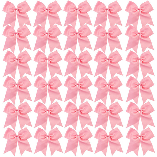 30PCS 8" Large Cheer Bows Hair Bows Ponytail Holder Handmade for Girls Teens Softball Cheerleader Sports (Light pink)