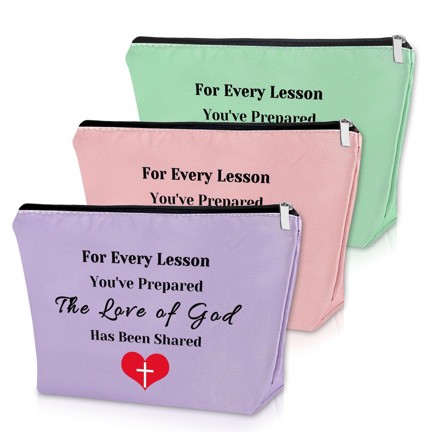 Sazuwu 3PCS Christian Gifts for Sunday School Teachers Makeup Bag Back to School Teacher Gifts Christian Religious Thank You Gifts for Teachers Cosmetic Bag Birthday Thanksgiving Christmas Gifts