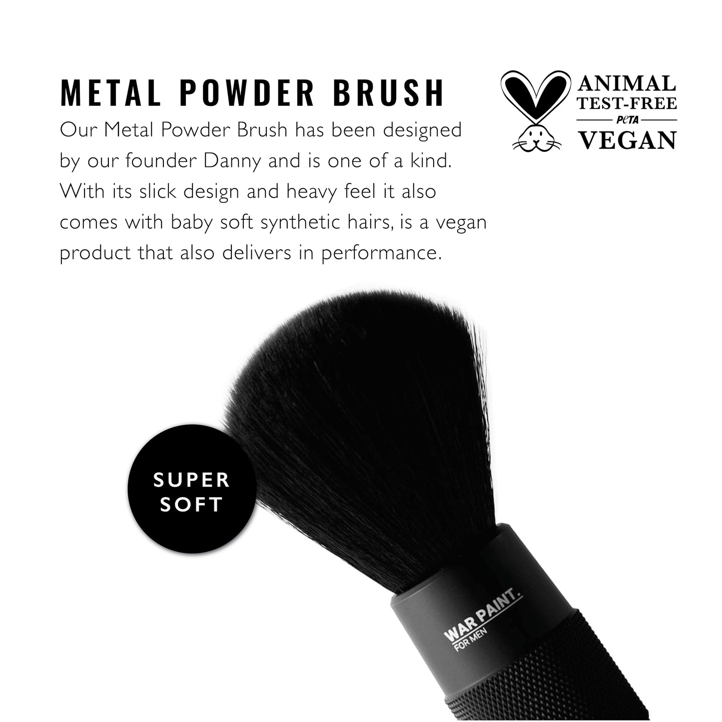 War Paint For Men Large Metal Powder Makeup Brush - Extra Soft Bristles & Heavy Base for Easy Application - Vegan Friendly & Cruelty-Free - Makeup Product For Men