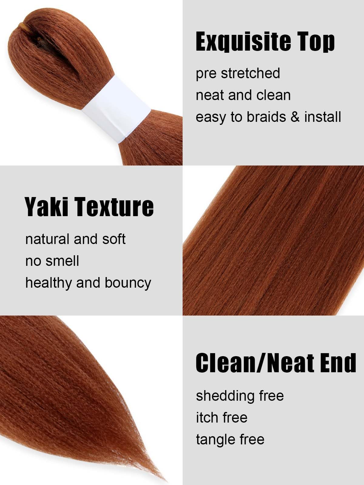 KAVSORAPI Ginger Braiding Hair 12 Inch Pre Stretched Hair Short Straight Crochet Braids Yaki Texture Synthetic Fiber 8 Packs (350#/Ginger)