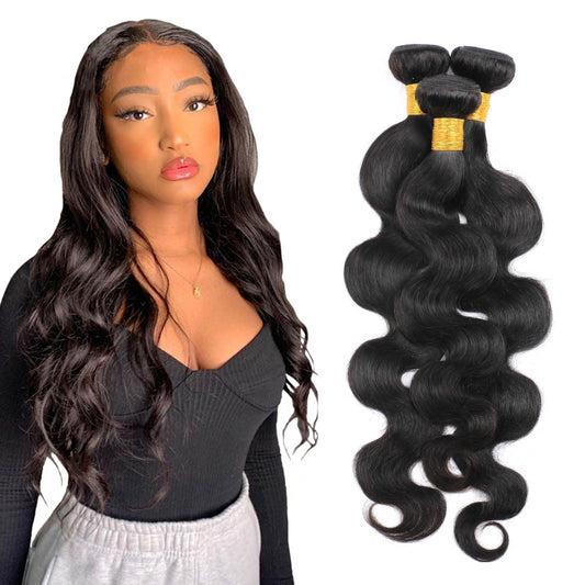 DaiMer Body Wave Human Hair One Bundle Unprocessed Body Wave Hair Extensions Double Weft 10A Brazilian Hair Bundles Wet And Wavy Hair Weave 28 Inch