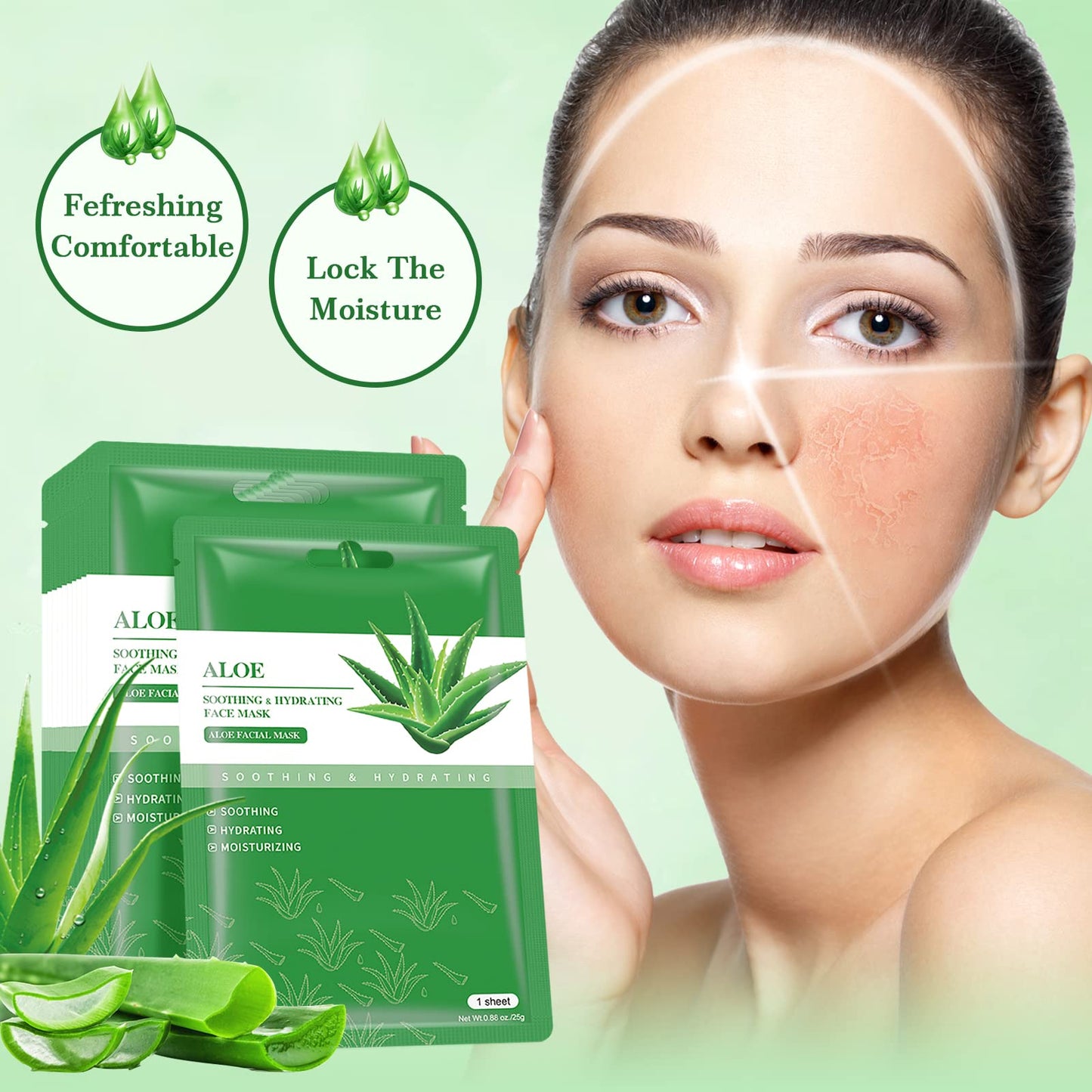 Tamoskiny Hyaluronic Acid Face Mask with Vitamin B5, Deep Hydrating Facial Marks Skin Care for Dry Skin Moisturizing Face Sheet Mask for Women, Soothing & Brightening Facial Sheet Masks -10 Sheets