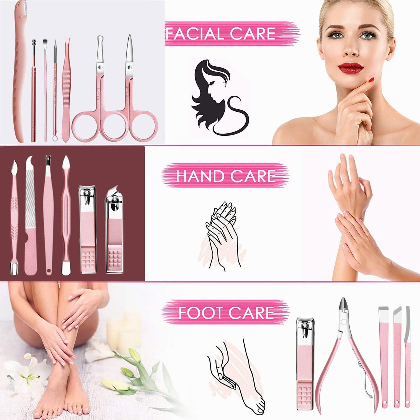 Manicure Sets For Women Gift Manicure set Prosesional, Nail Clippers Manicure Kit Pedicure Kit 18 in 1 Aceoce Luxury Manicure Pedicure Set kit Travel Gifts Choice for Women Mother Men