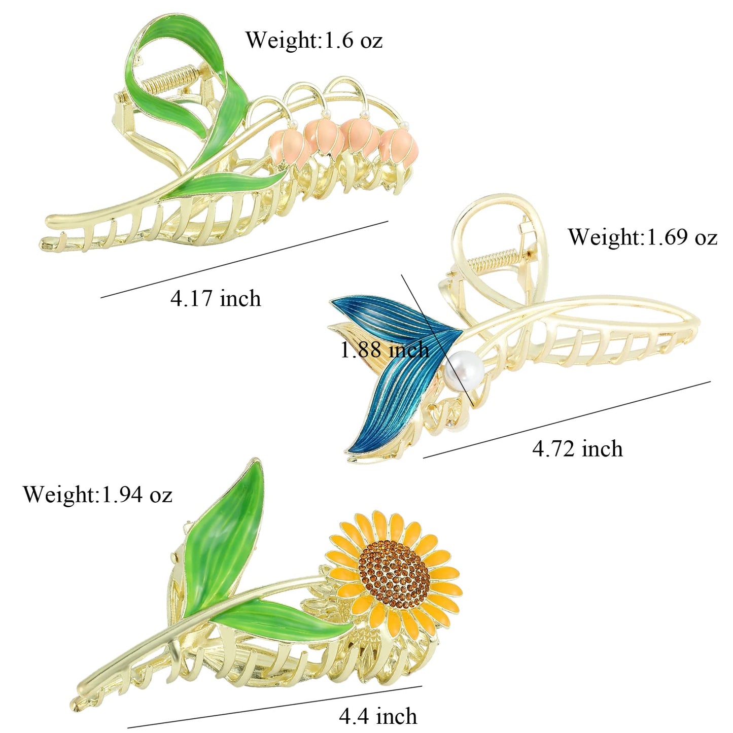 Eddie Munson Flower Leaf Hair Claw Clips Set for Women Girls-Butterfly Metal Large Hairpin Claw Clips-Hair Accessories for Thin Hair Thick Hair Long Hair Short Hair for Girls Women (3 PCS Flower C)