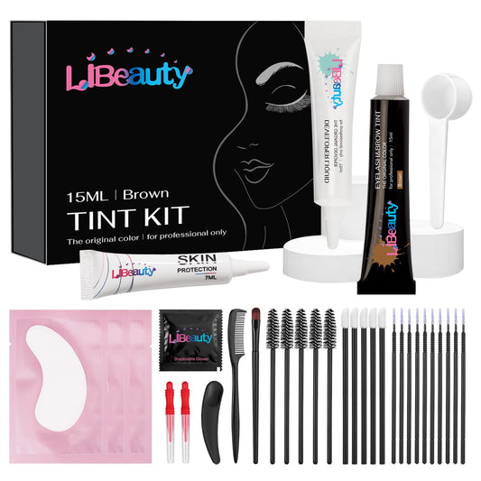 Libeauty Eyelash and Eyebrow Color Kit Brown Instant Hair Color Kit for Lash and Brow Perfect Partner for Lash Perm/Lift/Lamination Treatment Voluminous Coloring