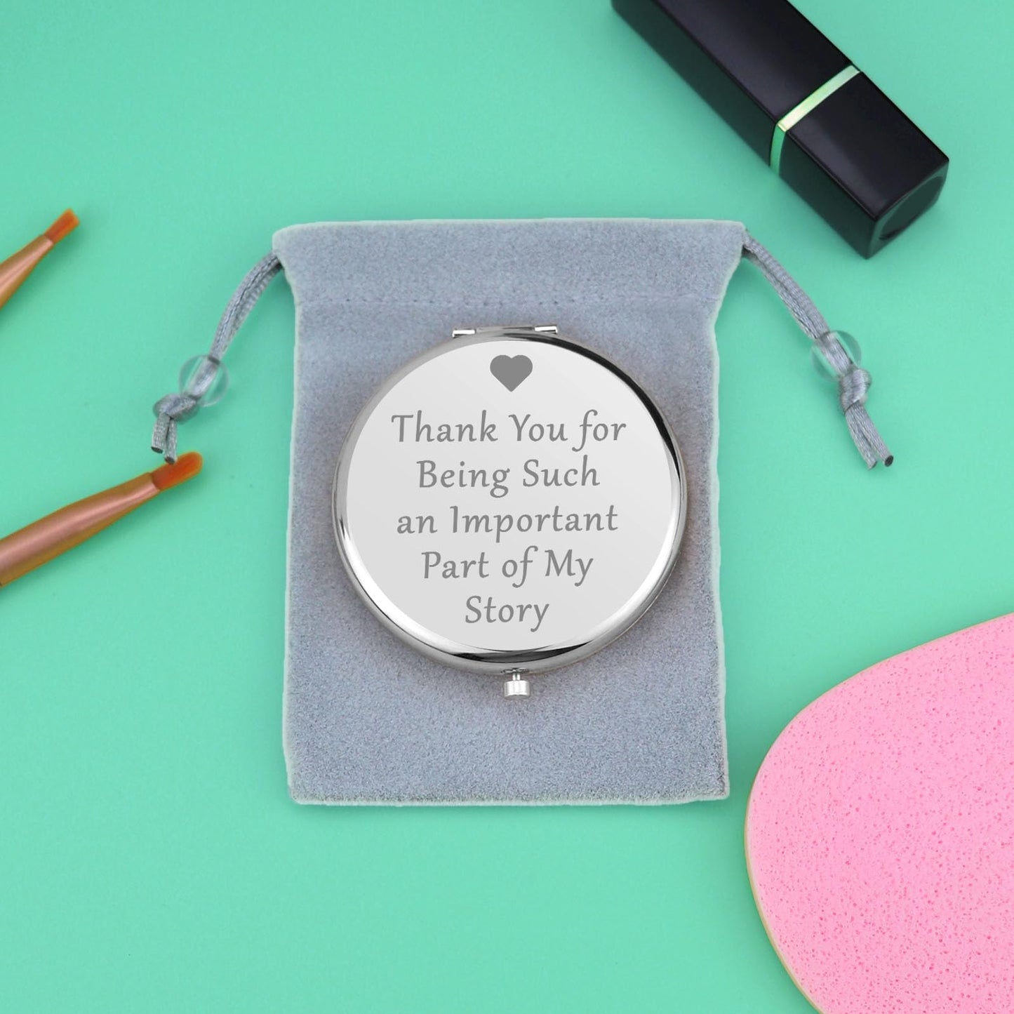 Appreciation Gifts for Women Compact Makeup Mirror Thank You Gifts Boss Gifts Grateful Gifts Thanksgiving for Employees Teachers Birthday Gift for Mother Folding Makeup Mirror(Silver)