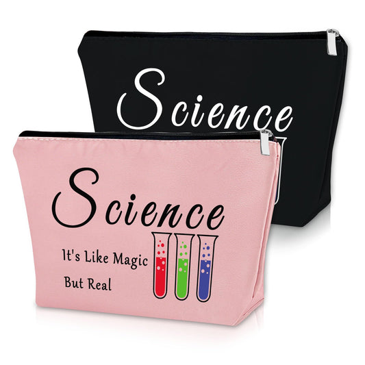 Sazuwu 2PCS Science Gifts for Adults Makeup Bag Science Teacher Gifts for Women Science Lovers Gifts Ideas Cosmetic Bag Scientist Gifts for Her Chemist Gifts for Girls Birthday Christmas Gifts