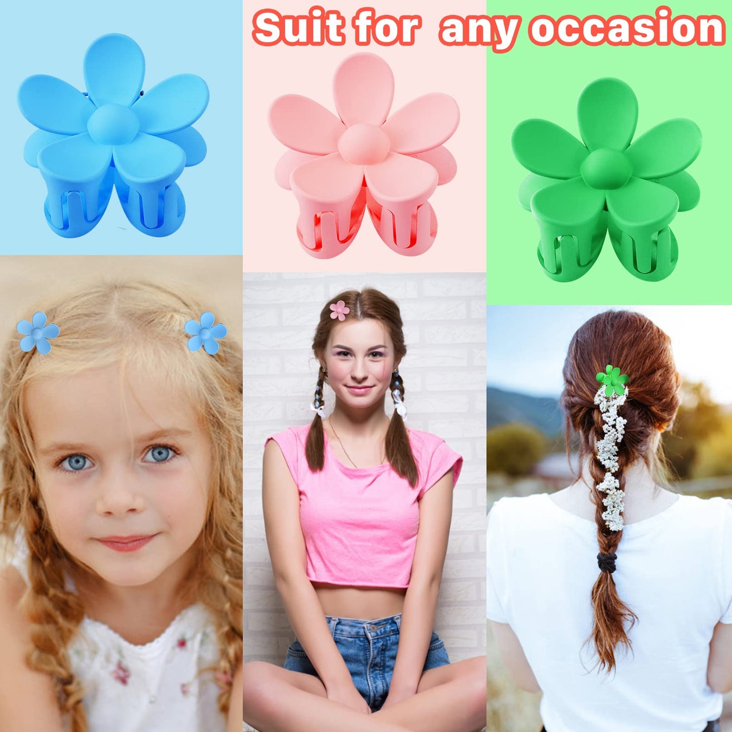 16Pcs Flower Hair Clips,Small Flower Hair Claw Clips for Women Girls,Non Slip Flower Claw Clips,Matte Hair Clips Strong Hold for Thin Hair,Cute Flower Clips Claw Clip Hair Accessories 13 Colors