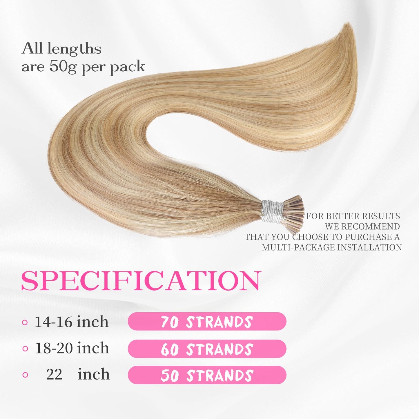 Itip Human Hair Extensions I Tip Hair Extensions Human Hair 50g 22inch#18613 Golden Brown mix Bleach Blonde Itip Hair Extensions I Tips Hair Extensions Real Human Hair Cold Fusion Itip Hair Extensions