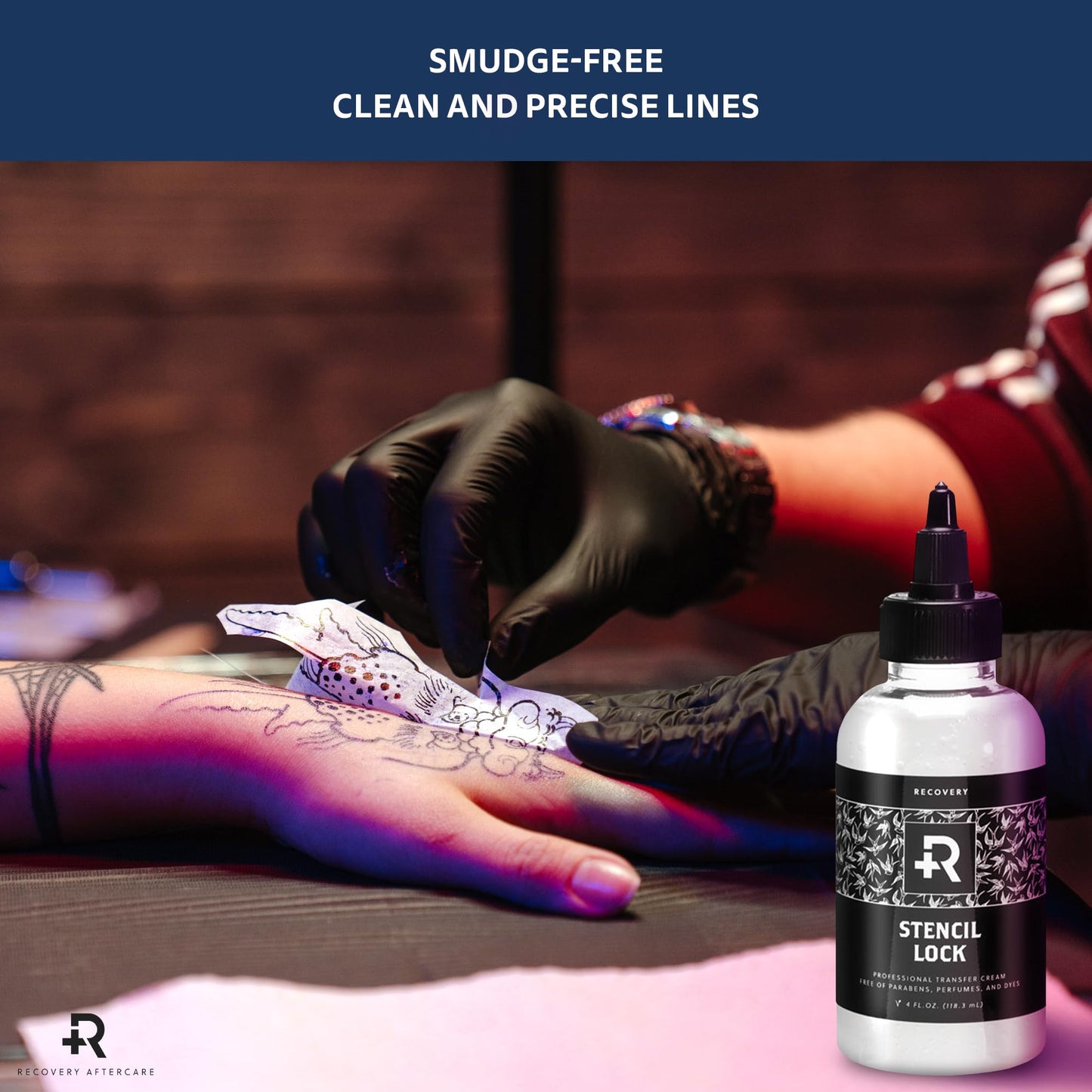 Recovery Aftercare - Stencil Lock - Enhance Tattoo Stencil Transfers for Clean & Precise Lines - Smudge-Free Cream To Help Prevent Irritation (8 oz)