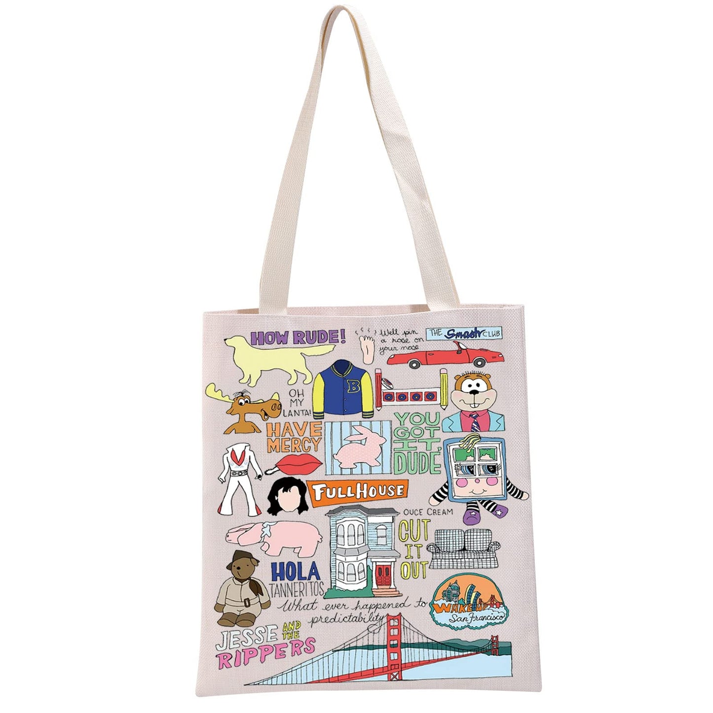 G2TUP F-House TV Show Inspired Gift Jesse and the Rippers Tote Bag F-House Quotes Handbag 90s TV Show Merchandise (Jesse and the Rippers Handbag)