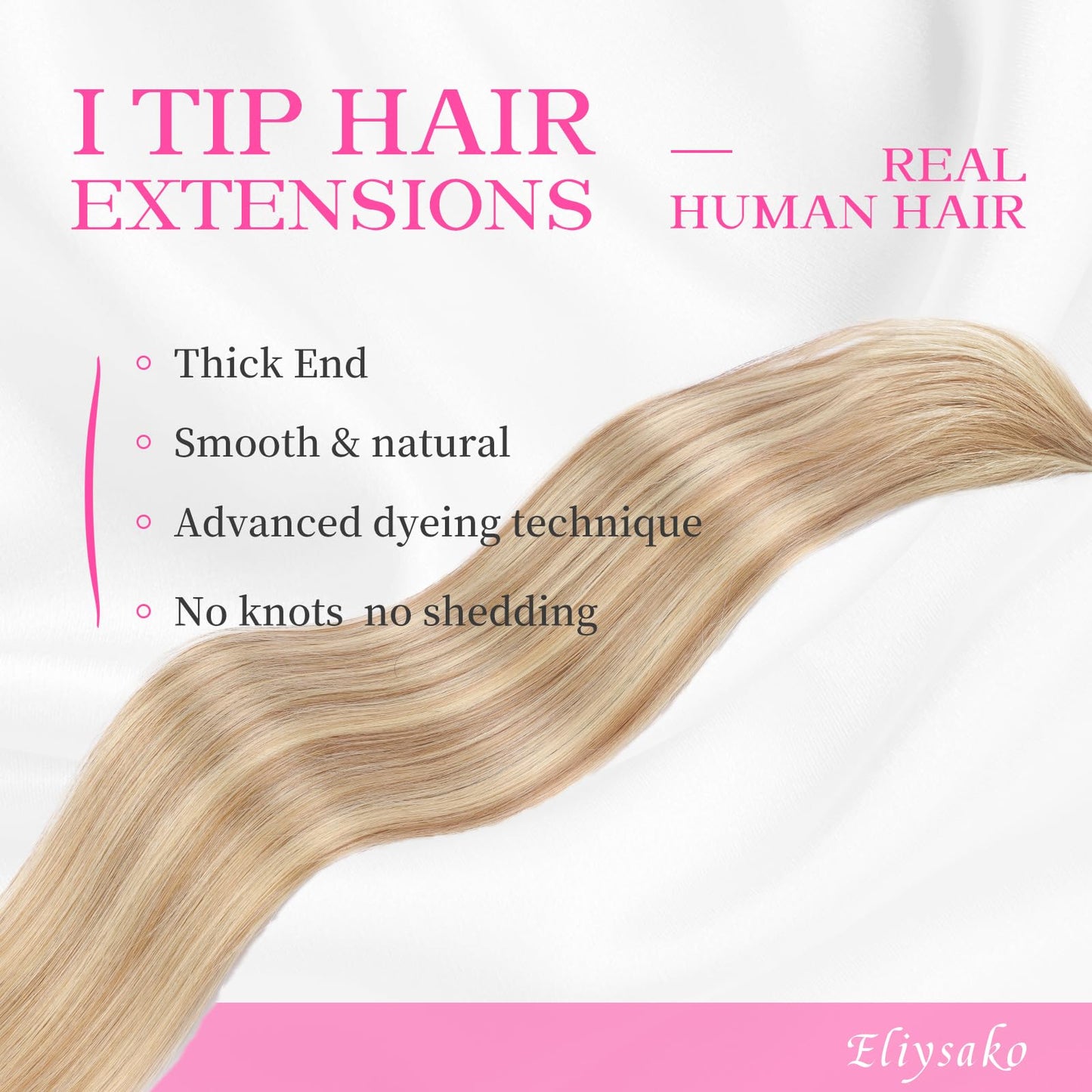 Itip Human Hair Extensions I Tip Hair Extensions Human Hair 50g 22inch#18613 Golden Brown mix Bleach Blonde Itip Hair Extensions I Tips Hair Extensions Real Human Hair Cold Fusion Itip Hair Extensions