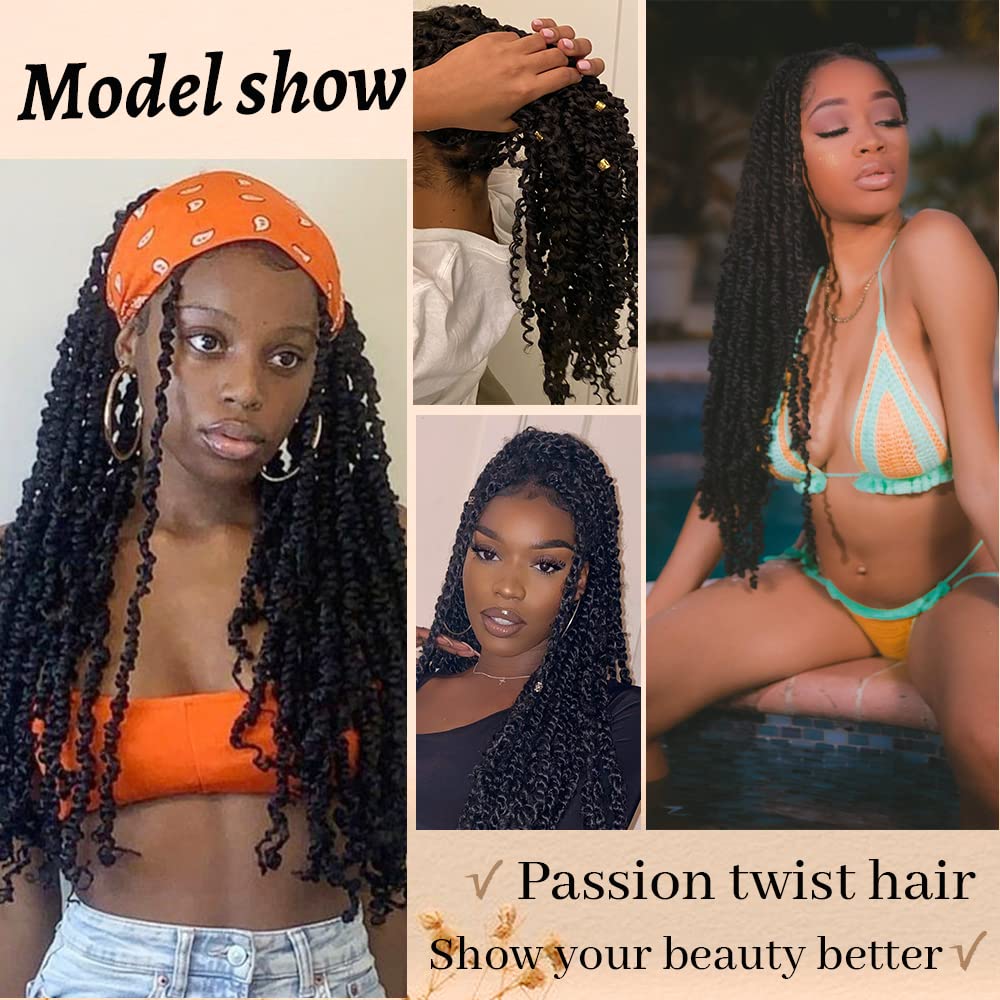 Passion Twist Hair 18 Inch Water Wave Crochet Hair 6 Packs Braiding Hair Long Crochet Braids Passion Twists Bohemian Synthetic Hair Extension (18 Inch, 27)