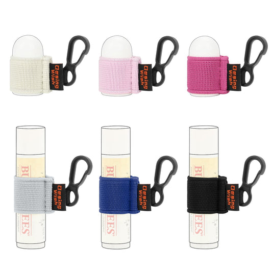 Desing Wish 6 PCS Mini Chapstick Holder Keychain Elastic Sleeve Chapstick Keychain Holder for Lip Balms/Lip Gloss/Lipsticks, Portable Lip Balm Holder Sleeves - Colorful