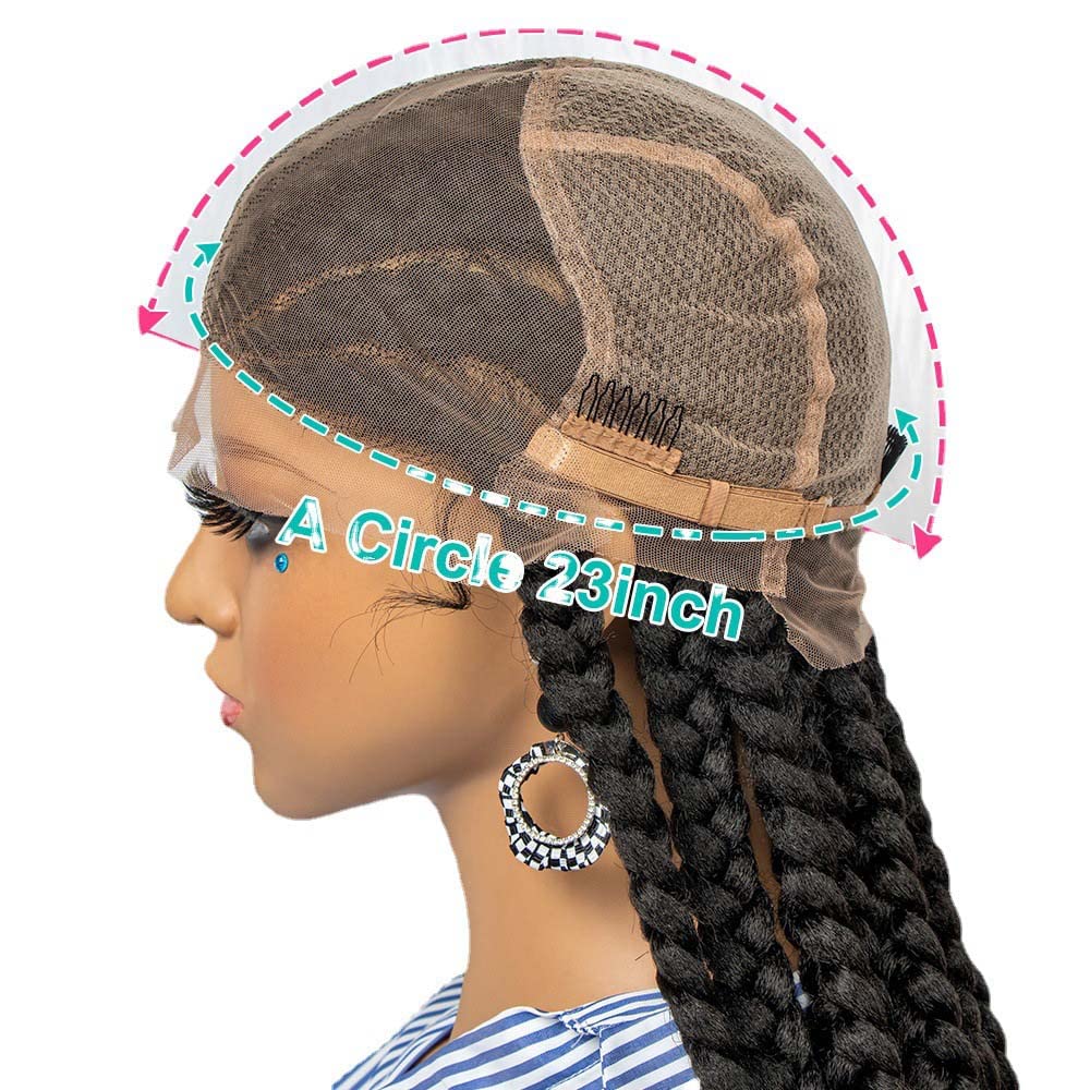 melody wig 36" Black Braids Full Lace Braided Wigs For Women Jumbo Box Braids Lace Front Wig With Baby Hair Lightweight Synthetic 11Braids Cornrow Twisted Wigs