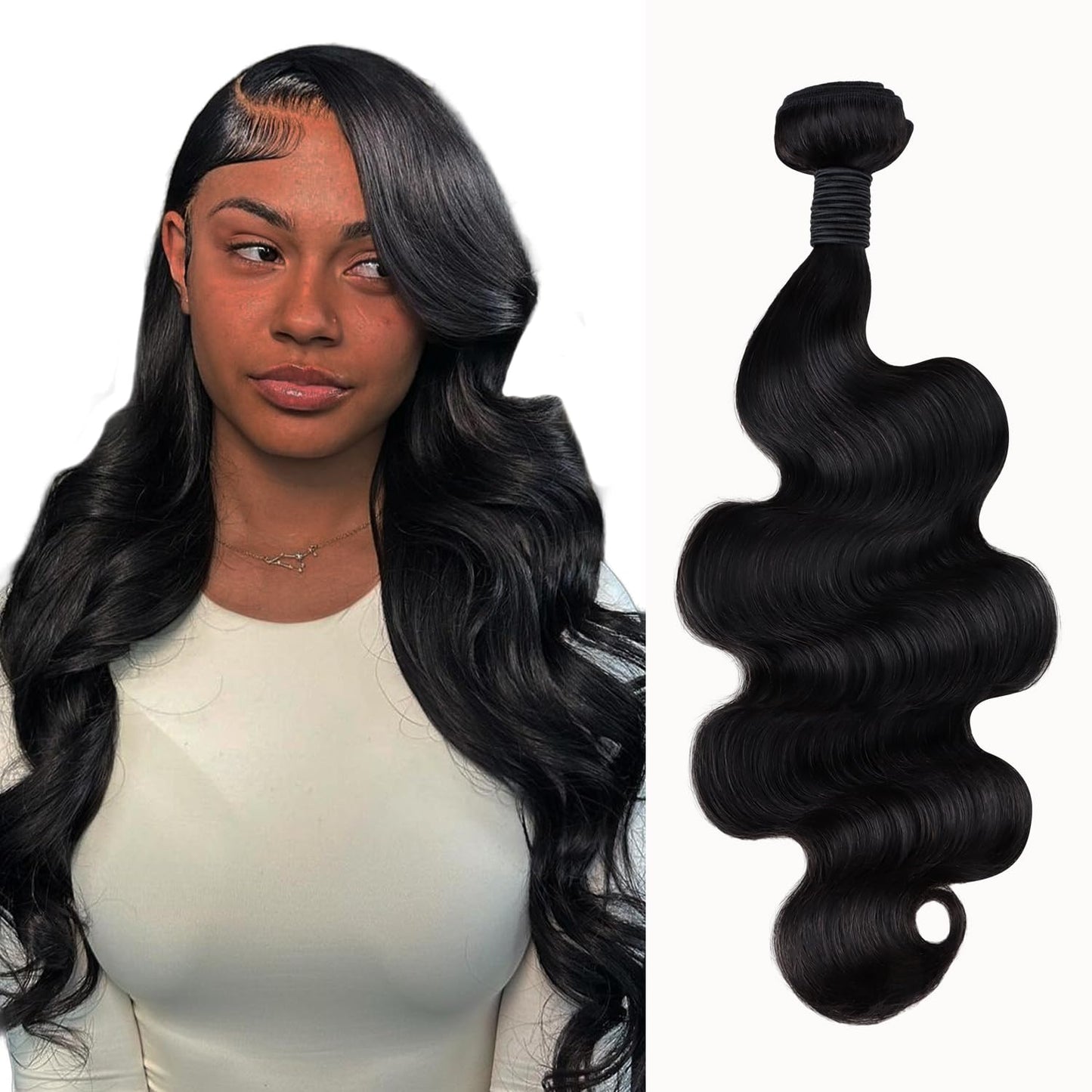 IDN BEAUTY 15A Cambodian Raw Human Hair Bundles Natural Black Weave Bundles Unprocessed Raw Hair Bundles Double Weft Full-Length Strands Full Thick Ends BW Human Hair 16 Inch