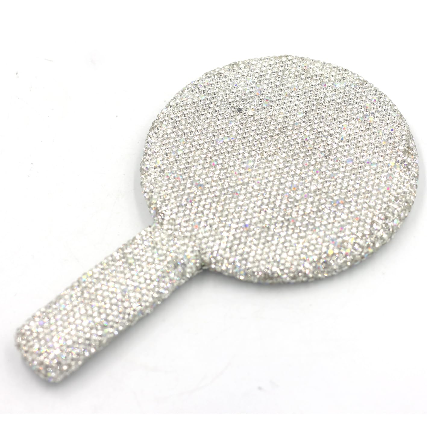 Bestbling Rhinestone Hand Mirror - Bling Mirror with Dazzling Rhinestones, Perfect for Makeup and Decoration - Ideal Gift for Women and Girls (Round Silver)